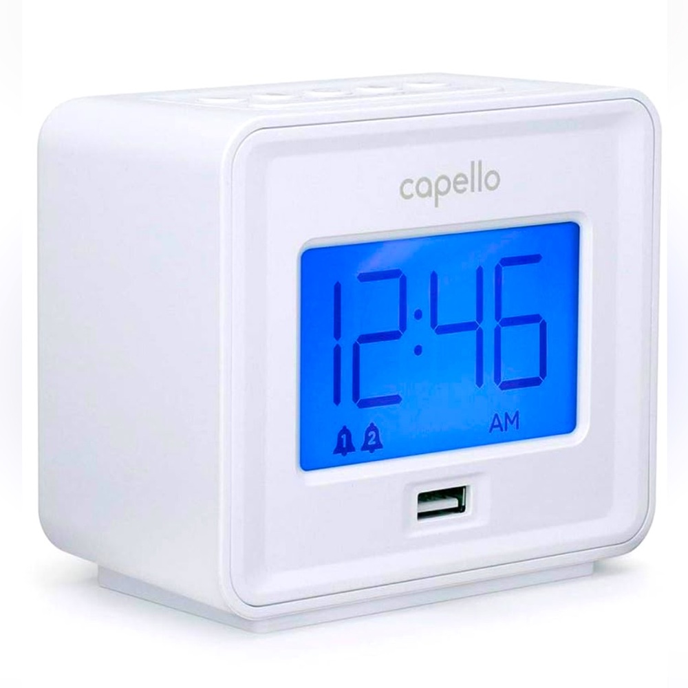 Capello White Digital Alarm Clock with USB port